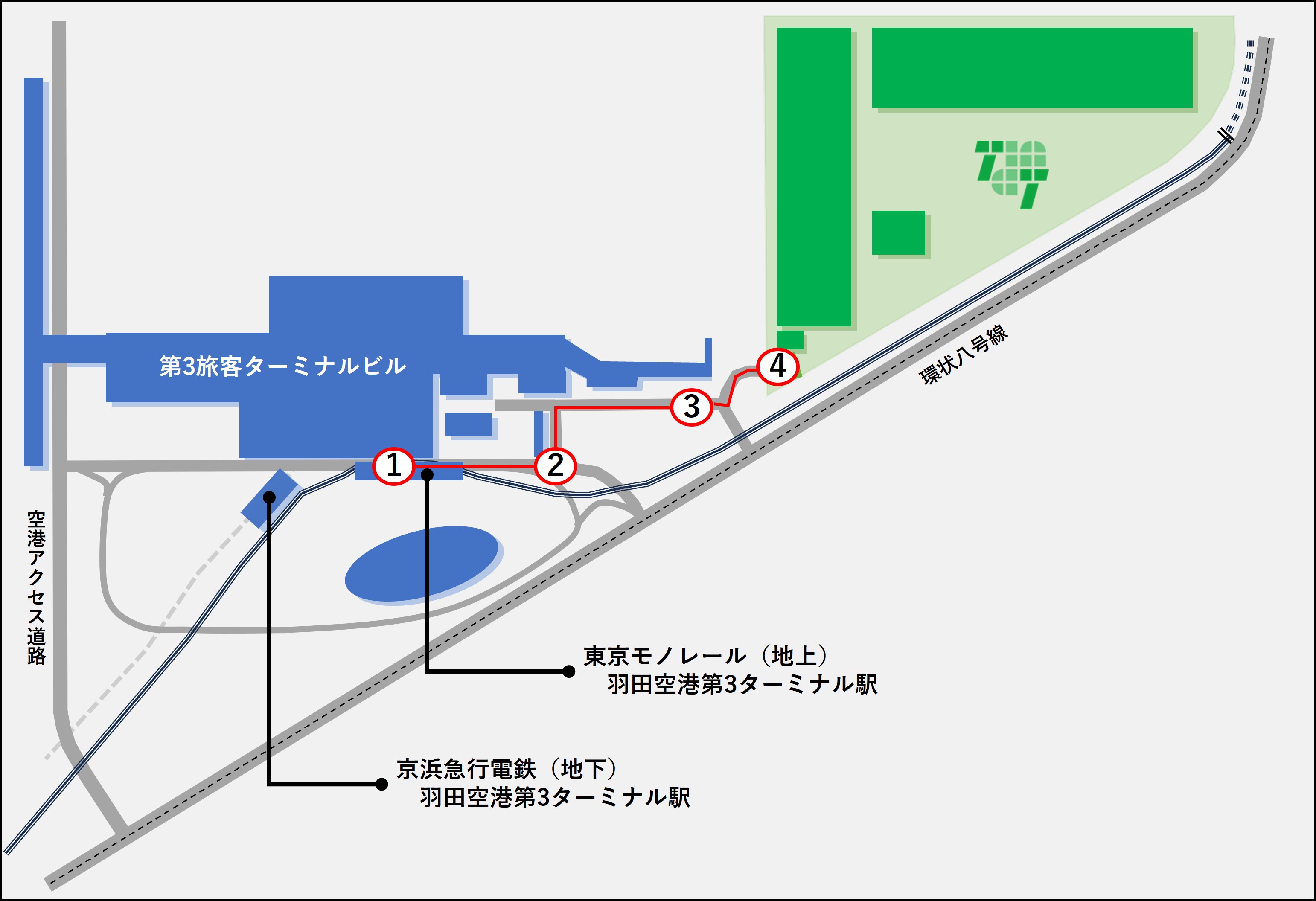 交通機関のご案内図