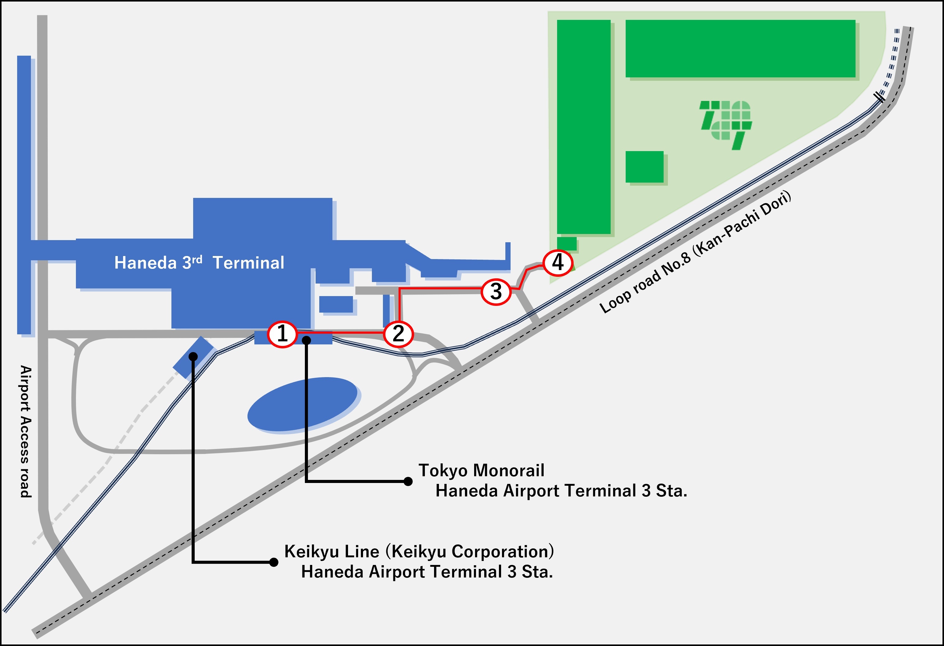 交通機関のご案内図